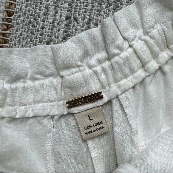 Magaschoni White 100% Linen Paperbag Shorts Women’s Size Large - Picture 6 of 8